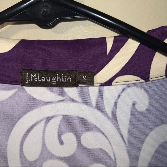 J. McLaughlin Catalina Sheath Dress Size small Purple Cream Collared V Neck - Picture 3 of 4